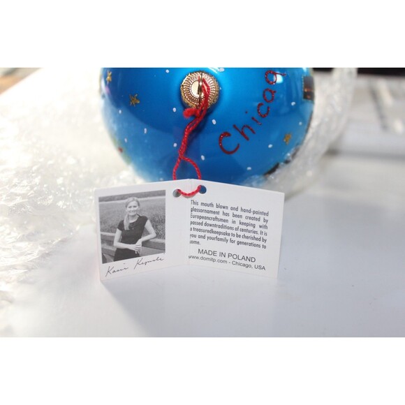 Dom Chicago Skyline Lighthouse Blown Glass Christmas Ornament 4.5" - Picture 8 of 8